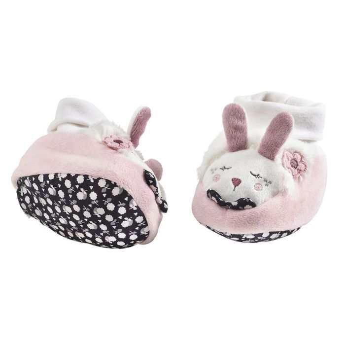 chaussons bébé - miss chipie - rose - grelots - taille unique 0-6 mois