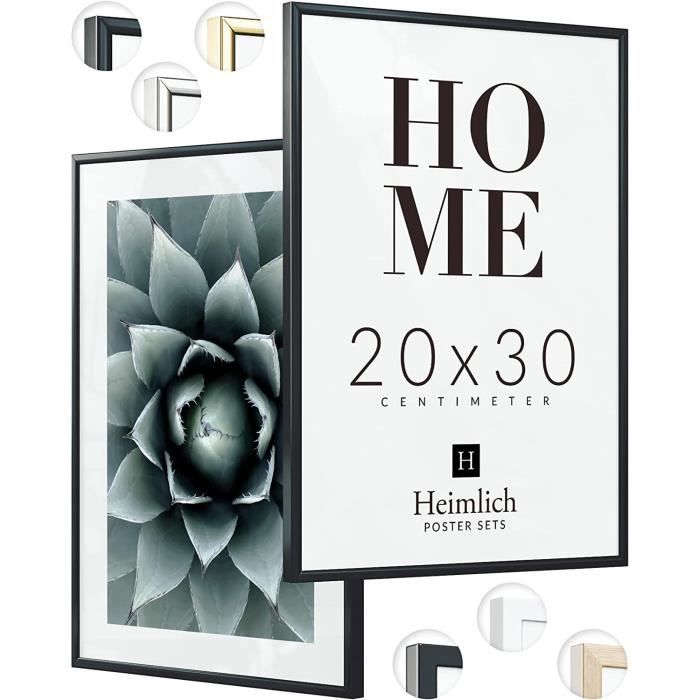 Reinders Posters BV Cadre Poster Grand Format 61 X 91,5 Cm Avec Vitre Acrylique Incassable - Noir/Bois, Passe-Partout Inclus