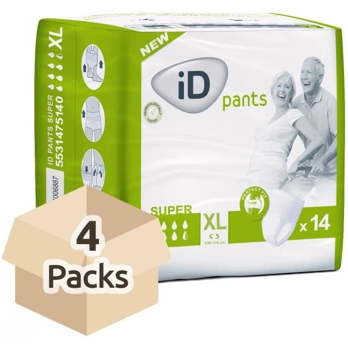 Incontinence ID Pants Super Extra Large Case Saver 4 Packs of 14