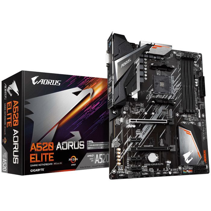 Carte mère – Gigabyte – A520 Aorus Elite – Socket AM4 – Filaire – Noir