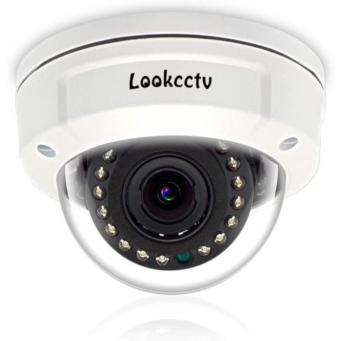 Lookcctv Caméra de sécurité dôme, 2MP POE caméra Anti-vandalisme