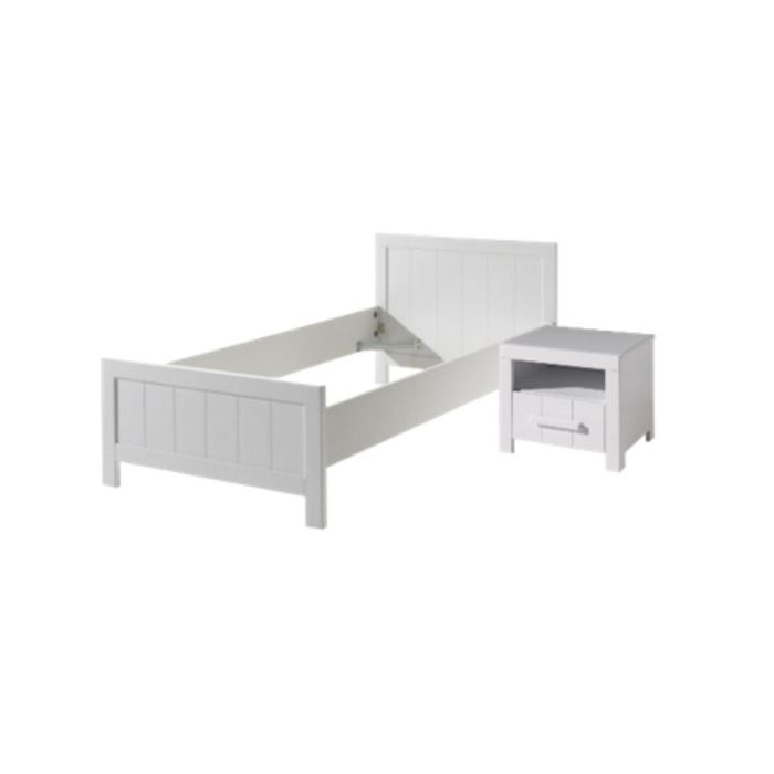 Vipack - Chambre enfant 2 pièces lit et chevet pin massif laqué blanc Erik 90x200 cm Vipack - Chambre enfant 2 pièces lit et chevet pin massif laqué blanc Erik 90x200 cm