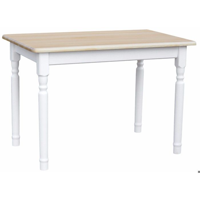 Table 60 x 60 cm BLANC/VERNIS INCOLORE rectangulaire pour cuisine ou salle à manger
