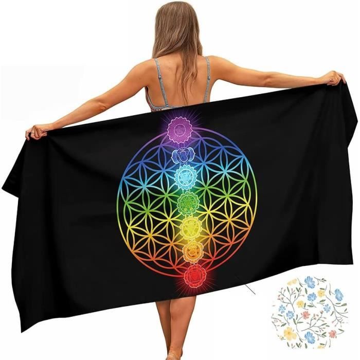 Serviette Chakra Mandala – Microfibre Rapide Séchage, 160x80 Cm, Pour Plage Sport Voyage