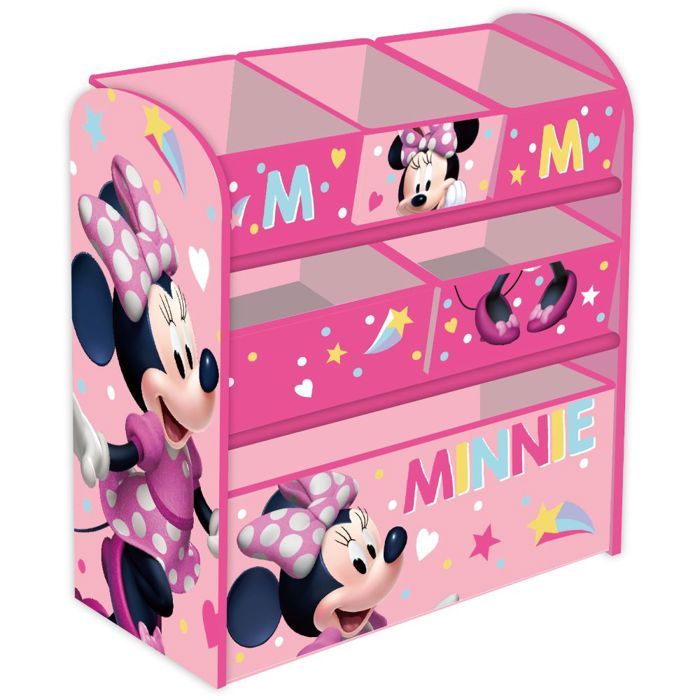 Étagère de rangement pour jouets Disney Minnie Mouse en forme de cœurs