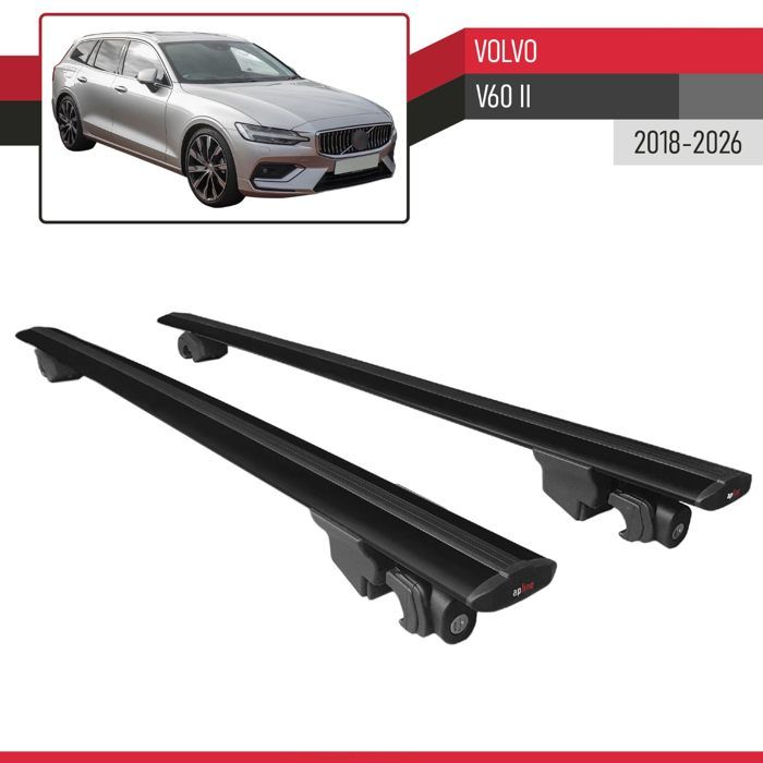 Barres De Toit Apline ACE-2 Pour Volvo V60 II 2019-2025 - Aluminium Noir - Charge 75 Kg