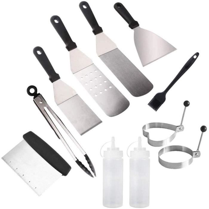 USTENSILE BARBECUE PLANCHA- Lot De 4 Spatules Pour Barbecue En Acier Inoxydable - Accessoires