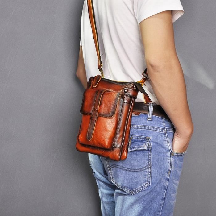 Sac banane Sac bandouli re en cuir pour hommes sacoche