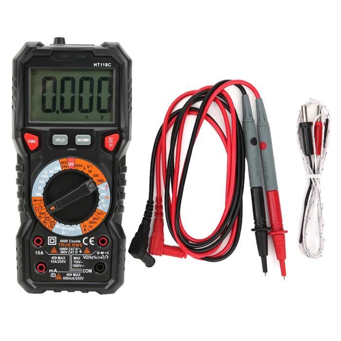 Multimètre Numérique Professionnel Irfora V9 6000 Comptes - 2000V, NCV, Test De Température - Idéal électricien, Mineur, Bricoleur - 13