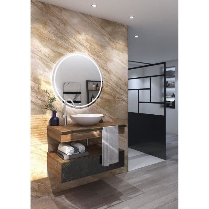 Miroir de salle de bain AURYS SATELITE 800mm - éclairage périphérique et frontal anti-buée