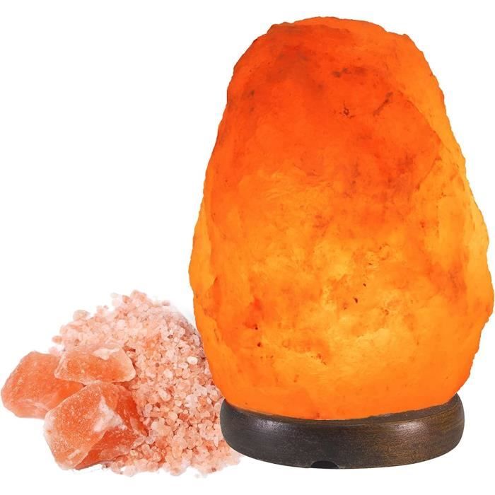 BEPER P201UTP100 Lampe de Sel de lHimalaya Naturelle - Unique Faite à la Main avec Base en Bois Rose