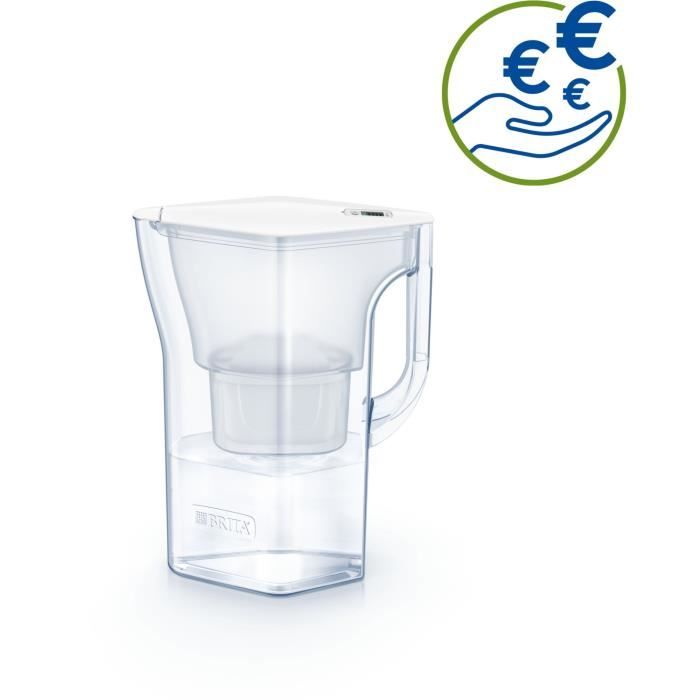 Carafe filtrante BRITA - Navélia blanche 3 cartouches MAXTRA+ incluses - Contenance 2,3L dont 1,3L d’eau filtrée