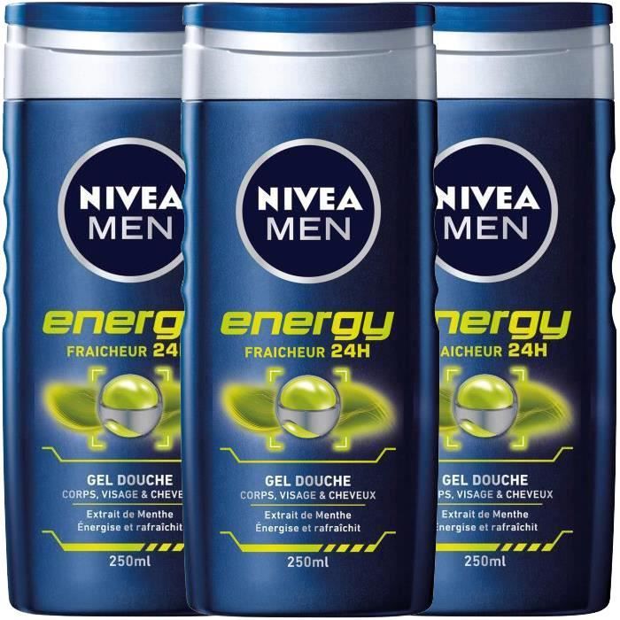 NIVEA Gel de douche Energy Pour homme 250 ml (Lot de 3) Cdiscount Au quotidien