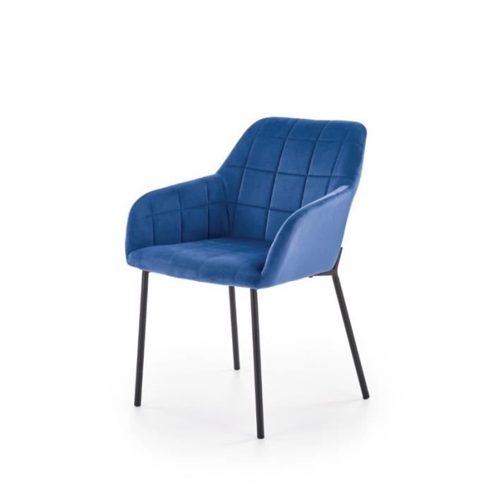 chaise design en tissu de velours 58 x 57 x 80 cm - bleu marine