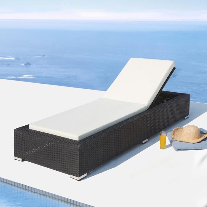 bain de soleil en résine tressée noire - concept usine - sunshine - confort optimal - jardin - meuble de jardin