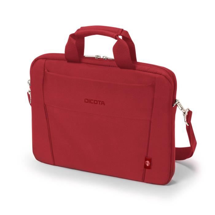 DICOTA Eco Slim Case Base 13-14,1 - Sacoche Fonctionnelle pour Ordinateur Portable avec Rembourrage de Protection, Rouge