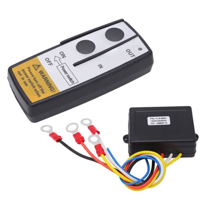 Kit Télécommande Sans Fil Pour Treuil 12V/24V Qiilu - Portée 75 Pieds - Pour VTT, SUV, Camion (Rouge) - 9