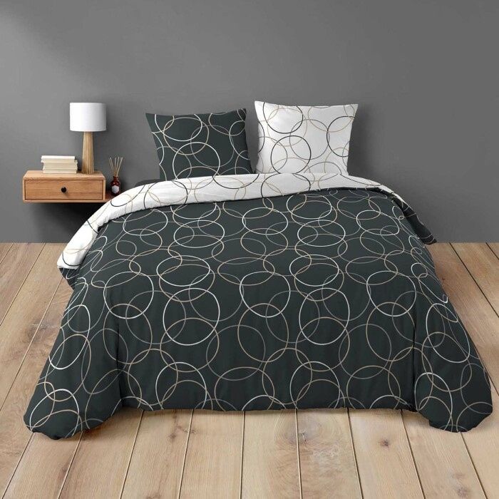 Housse de couette réversible 260 x 240 cm + 2 taies 100% coton 42 fils Felix Housse de couette réversible 260 x 240 cm + 2 taies 100% coton 42 fils Felix