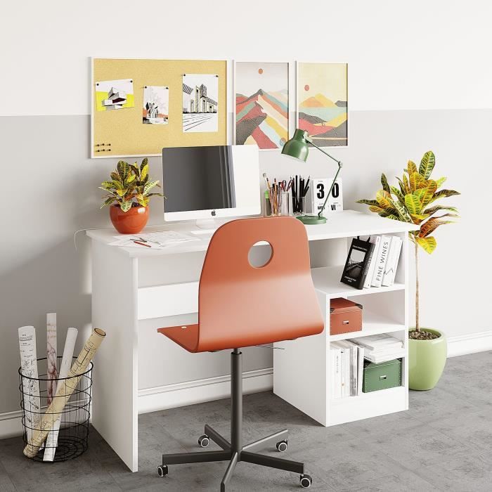 Bureau détude - BAHAR - Blanc - 120 x 74 x 50 cm