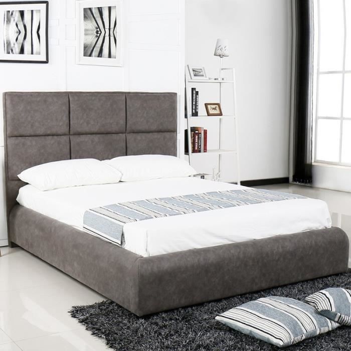 Lit Adulte Design Marvine Couleurs Gris Tailles 160x200
