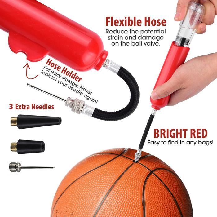 Pompe à ballon double action 16cm - FAFEICY - Rouge - Mixte - Multisport - Basket-ball
