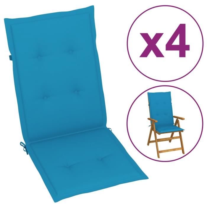 coussin de chaise de jardin - famirosa - bleu - 120 x 50 x 3 cm - résistant à l'eau