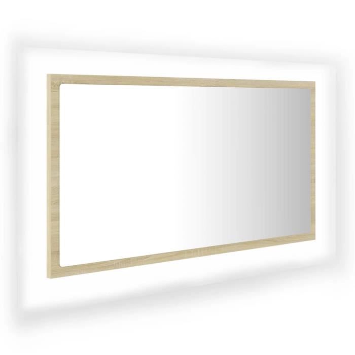 Miroir de salle de bain - GAROSA - Chêne sonoma - 80x85x37 cm - LED RGB - Montage mural