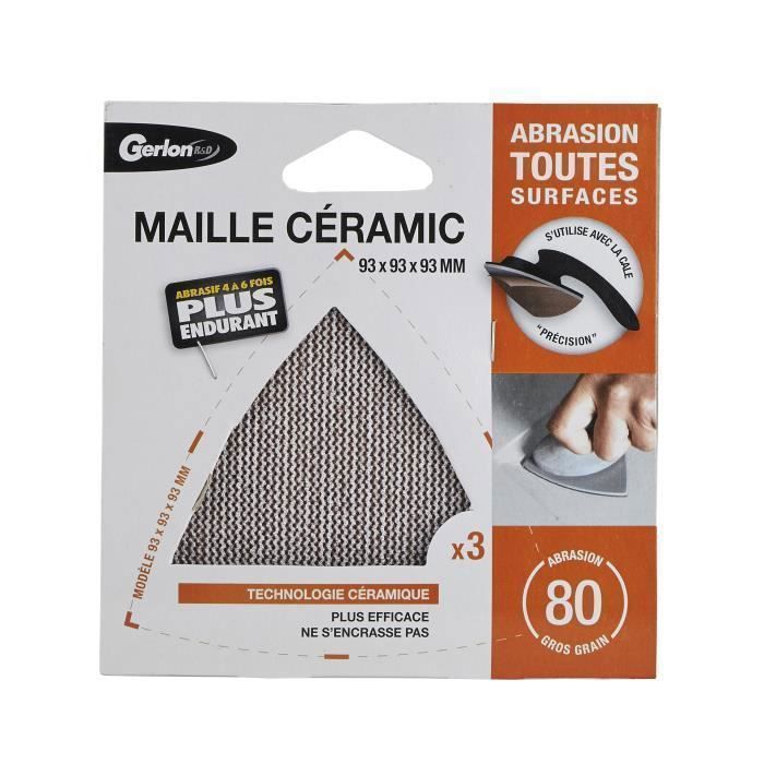 3 Abrasifs Maille Céramique 93x180mm Grain 80 - Pour Ponçage Agressif Sans Poussière