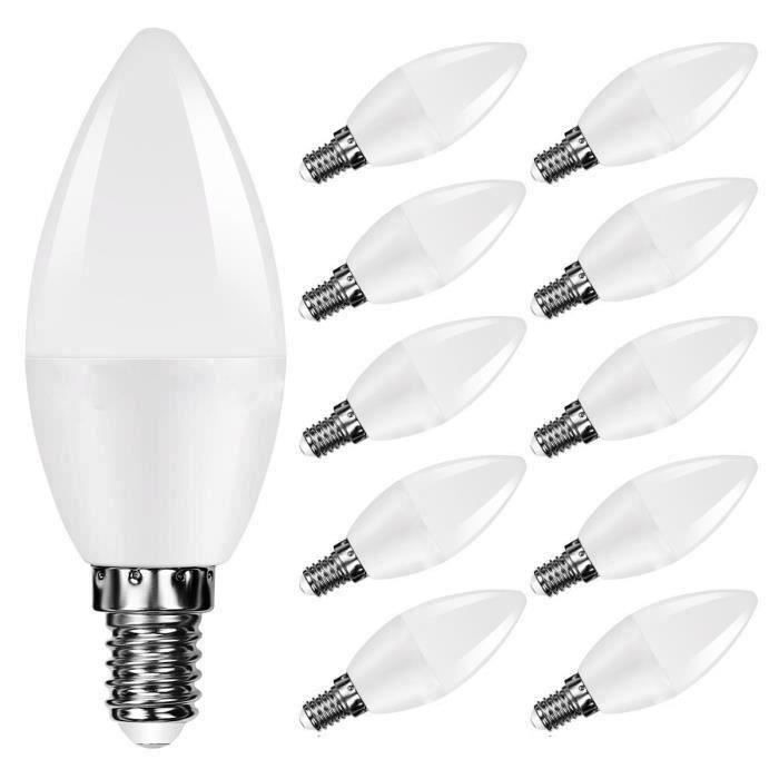 BUTYLot de 10 5W Ampoule Led Culot E14 Bougie Blanc Chaud 3000K 600lm