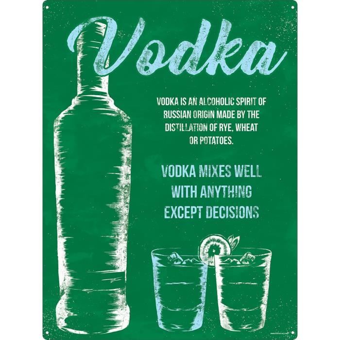 Plaque murale en métal Vodka Mixes Well Anything Except Decisions 30.5