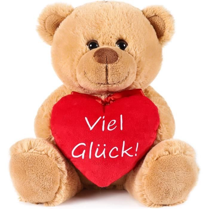 BRUBAKER Ourson en Peluche avec C ur Rouge Viel Gl ck 25 cm