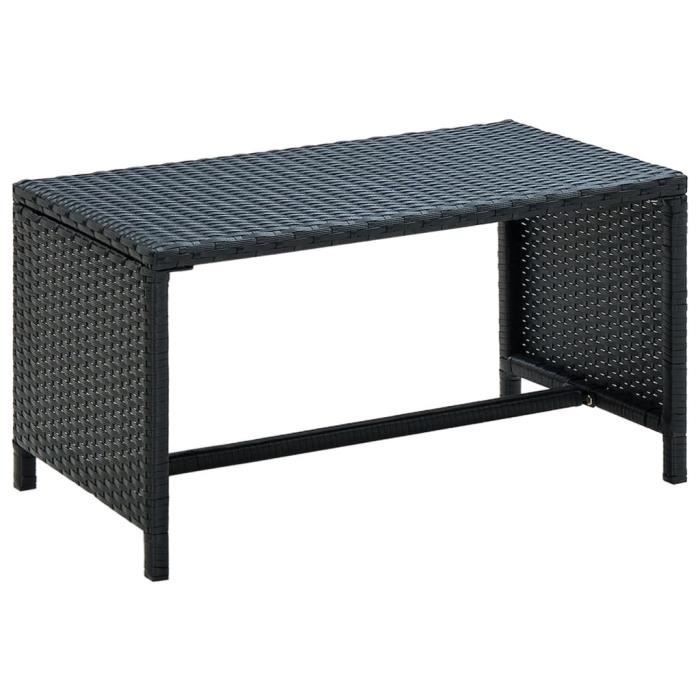 Table basse - KEENSO - Noir - Résine tressée - 70x40x38 cm - Meuble de jardin