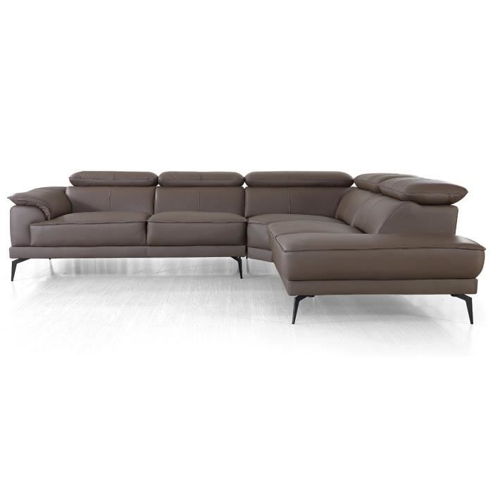 Canapé d'angle droit en cuir ELEA - Marron - Droit - Marron
