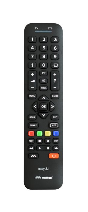 Meliconi - Télécommande universelle EASY 2.1 pour 1 TV + 1 décodeur TNT SAT ou ADSL- 100% fonctions d'origine - Touches Smart Tv