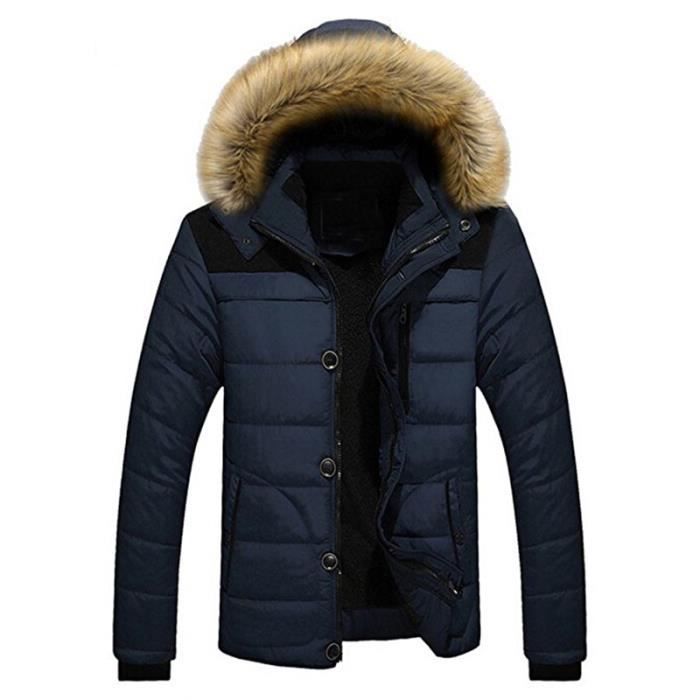 Blouse Fourrure Hiver Homme Survêtement Parka à Col Manteau Manteau Capuche Chaud Faux Capuche Garçon Veste Doudoune Blouson S Épais IfgY6byv7