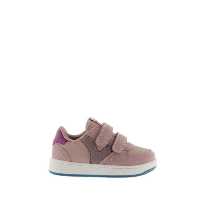 Victoria Victoria Baskets fille effet cuir perforées - rose (nude) scratch semelle bleue