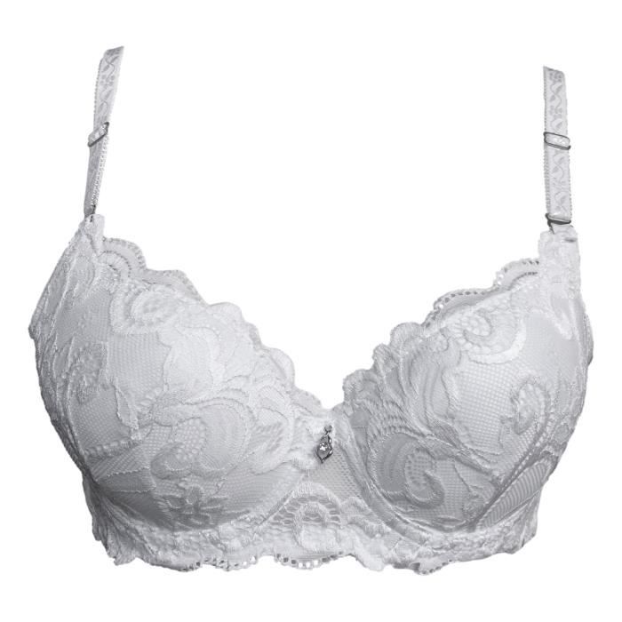 Soutien gorge push up dentelle blanche 90A Lingerie femme petite taille poitrine Blanc Cdiscount Pret a Porter