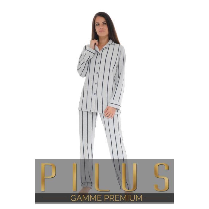 Pyjama Tailleur Pilou Gris PILOU 4882 Femme Adulte Gris