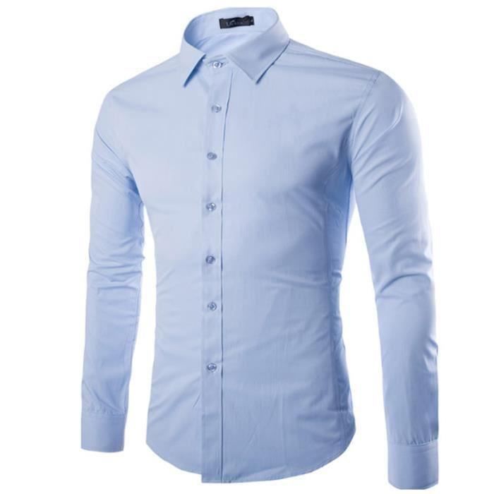 FUNMOON Chemise Homme Manche Longue Entreprise Slim Fit Chemise Blanche Chemises Pour Hommes Bleu clair Cdiscount Pret a Porter