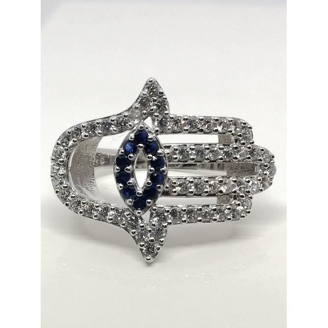 Bague Main de Fatma empierree en Argent 925 massif Veritable blanc Achat Vente bague anneau Bague Main de Fatma empierr Femme Adulte Blanc