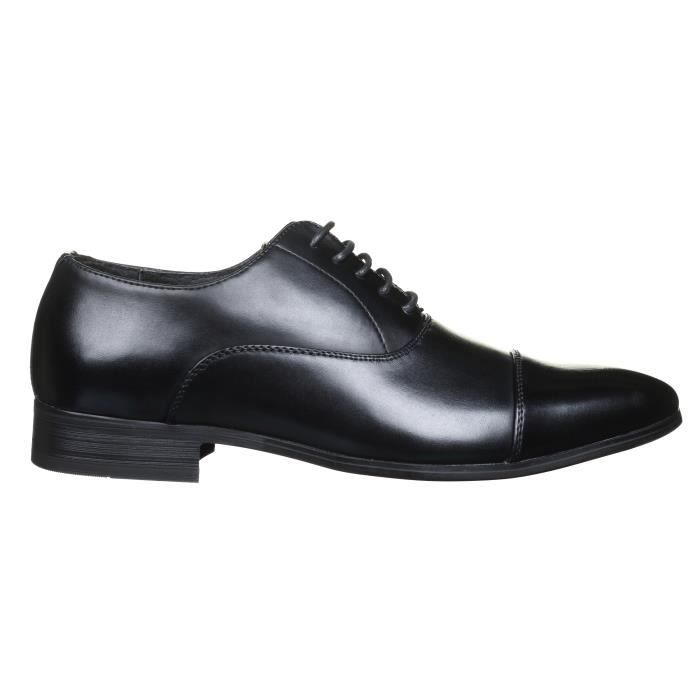 Richelieu Galax Homme Noir Lacet Plat Rond Noir