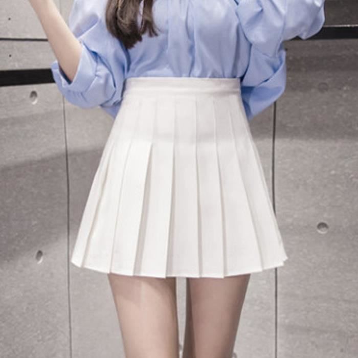 Mode Femmes Taille Haute Plissé Décontracté Solide Une Ligne Mince Coupe  Courte Mini Jupes blanc Blanc - Cdiscount Prêt-à-Porter