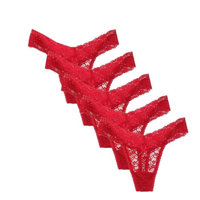 String Tanga Femme de Sexy en Dentelle Douce Rouge Rouge Cdiscount PrêtàPorter