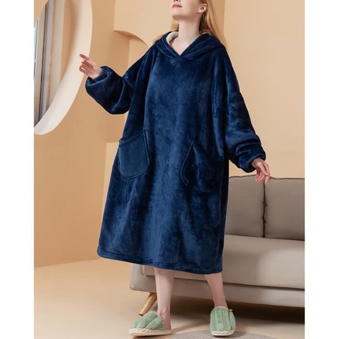 Pyjama Ample Grande taille Masculin Femme Pyjama a Capuche en Peluche Doux Pas de Sexe Manches Longues Pyjamas en Peluche Marine F Marine f Cdiscount Pret a Porter