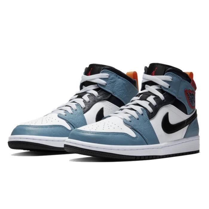 Basket Air-Jordan 1 Mid AJ 1 pour Homme et Femme chaussures - Bleu-Blanc-Noir  AJS590754 Blanc - Cdiscount Chaussures