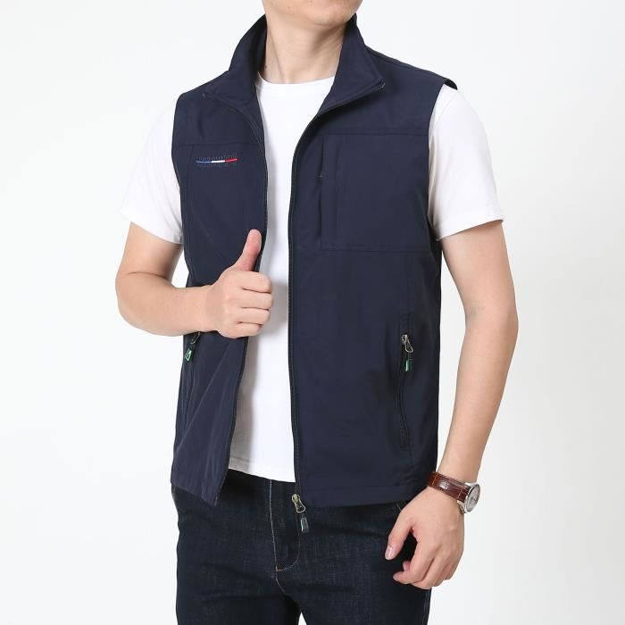 Gilet Homme Sans Manches Multipoches - Pour Pêche, Randonnée, Photo - Léger Et Respirant
