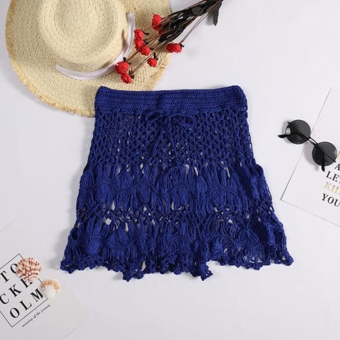Crop Top Zara Femme Au Crochet - Taille S, Bleu Et Ivoire, Fait Main