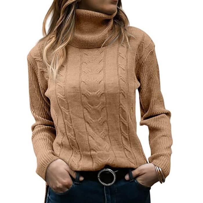 Sous Pull Femme Col Roulé en Tricot Automne Hiver Pullover Chaud