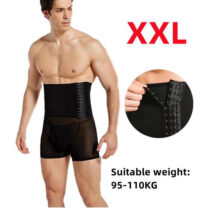 boxer gainant amincissant homme - taille haute panty noir xxl - ventre plat corset minceur