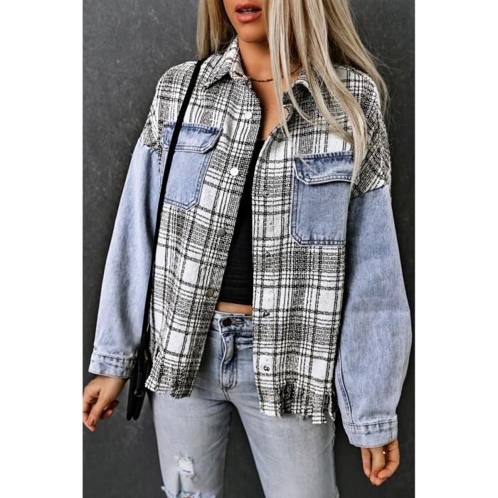 OOTDAY Blouson Veste en Jean Bi mati re Manches Manteau L g re